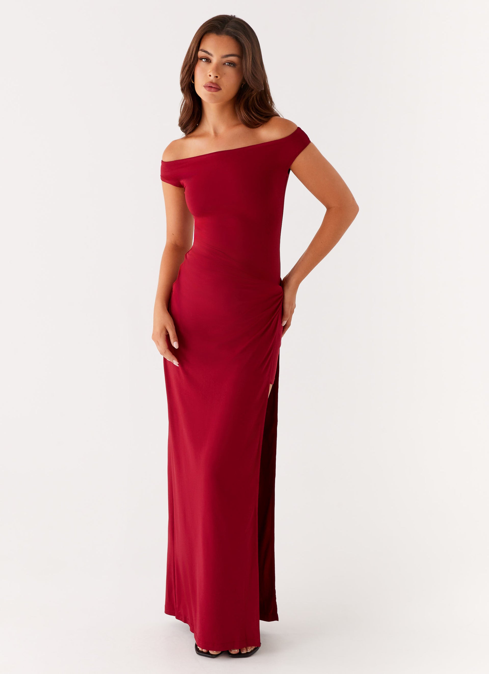 amerie maxi dress xxpm_mdmbrdl Front Short Back Long shoulder neckline with beautifully Color:Green Burnout