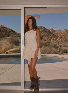 Amirose Spliced Cotton Mini Dress - Ivory