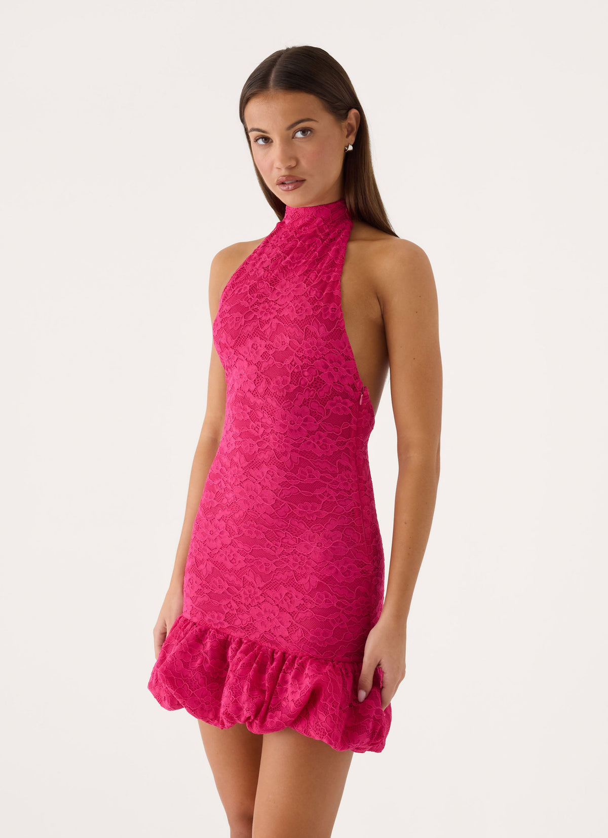 Anari Lace Mini Dress - Fuchsia
