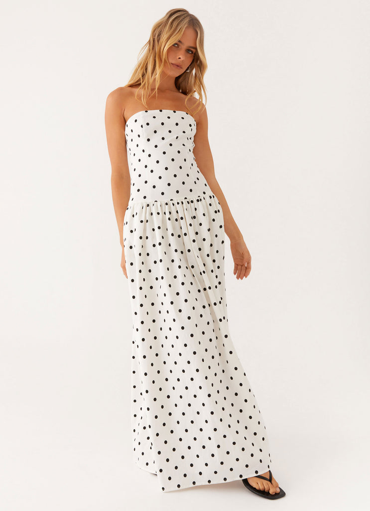 Andorra Maxi Dress - White Polkadot