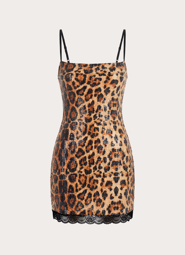Aneira Sequin Mini Dress - Shimmer Leopard – Peppermayo US