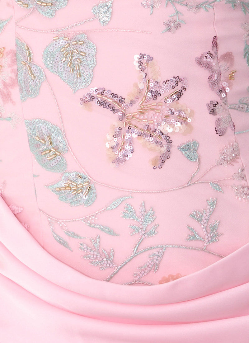 Angelique Beaded Mini Dress - Pink Everbloom