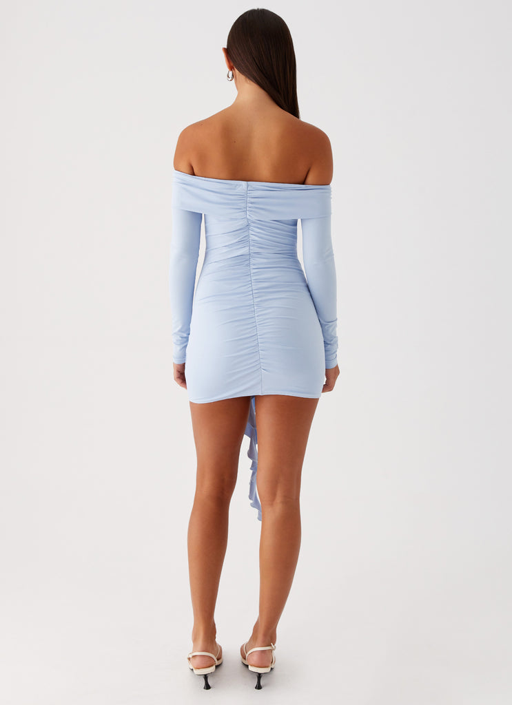 Womens Aniston Mini Dress in the colour Blue in front of a light grey background