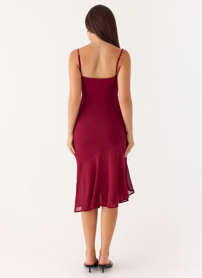 Anne Midi Dress - Deep Red