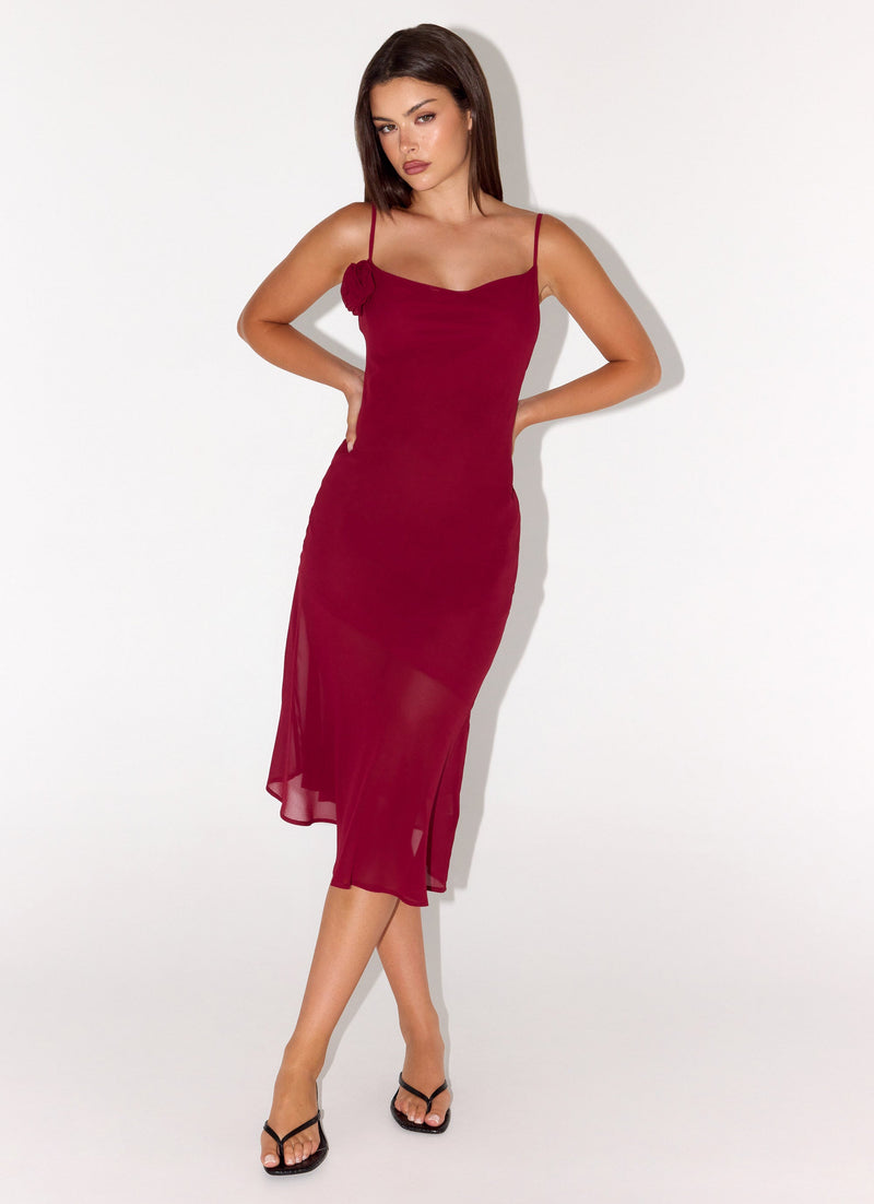red midi dresses Pleated Dress - Event Viscose and Nylon Red Midi Dresses - Peppermayo