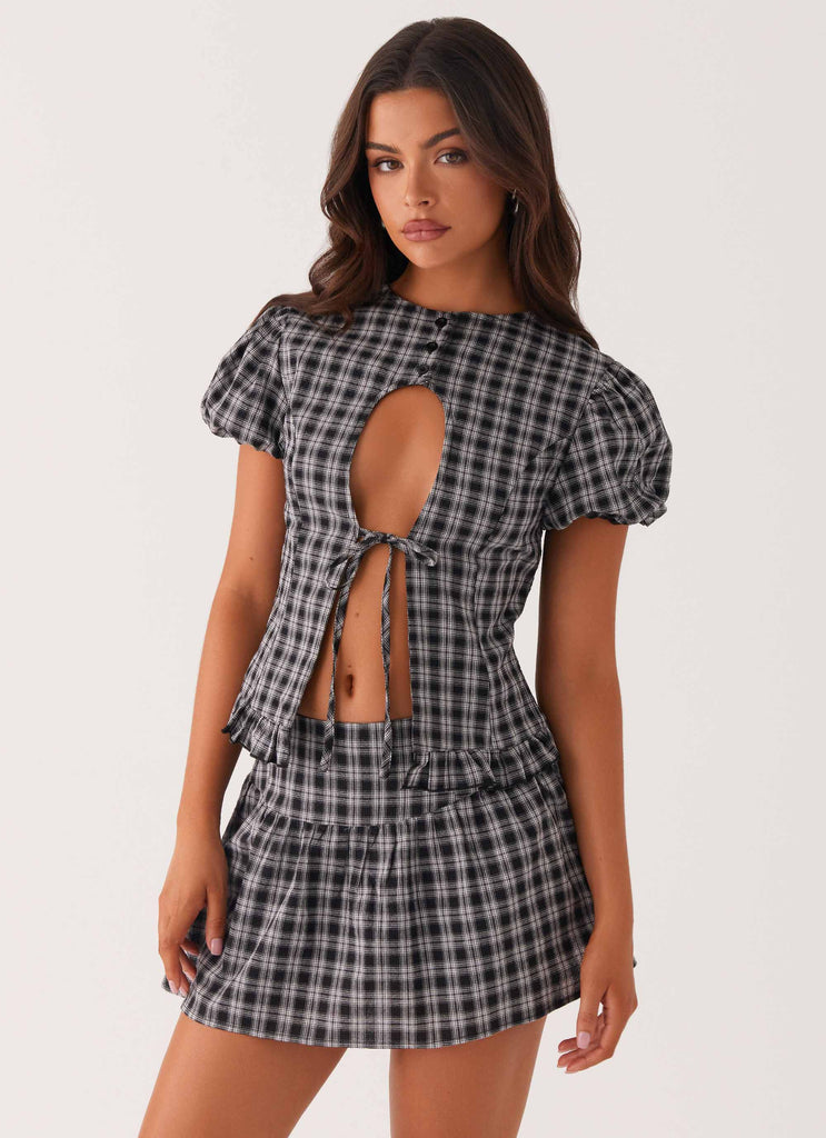 Annie Mini Skirt - White Black Check