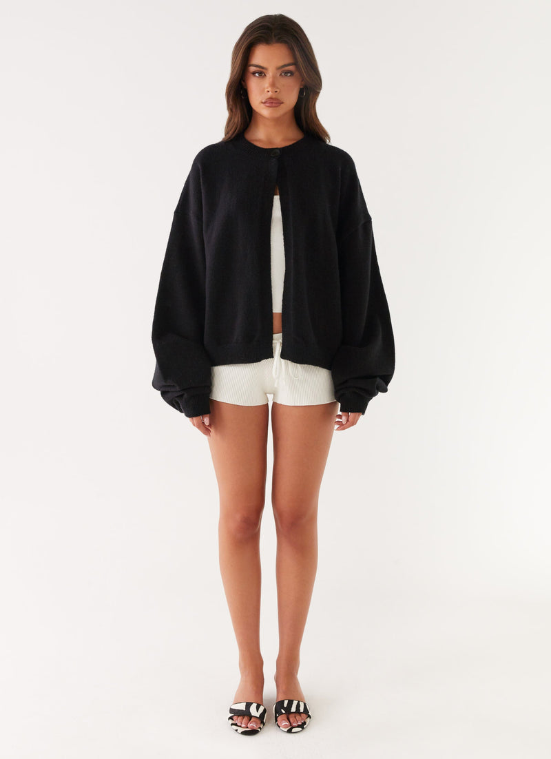 Annie One Button Cardigan - Black