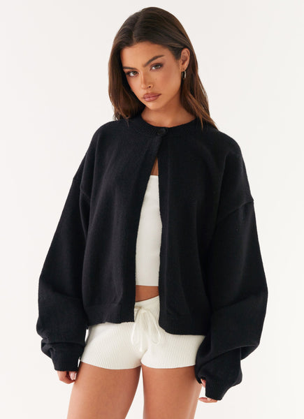 ダウンジャケット・コート +DEINET+ ONE BUTTON KNIT LONG CARDIGAN IN BLACK KDBBC4S3311 AnnieOneButtonCardiganBlack4_g