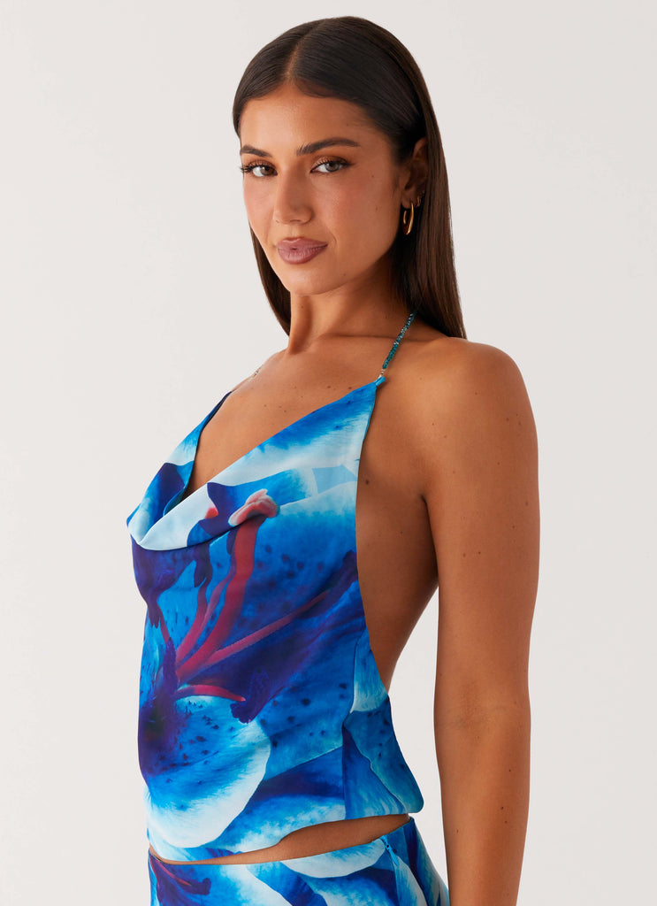 Another Life Halter Top - Turquoise Floral Peppermayo US Another Life Halter Top - Turquoise Floral Peppermayo US