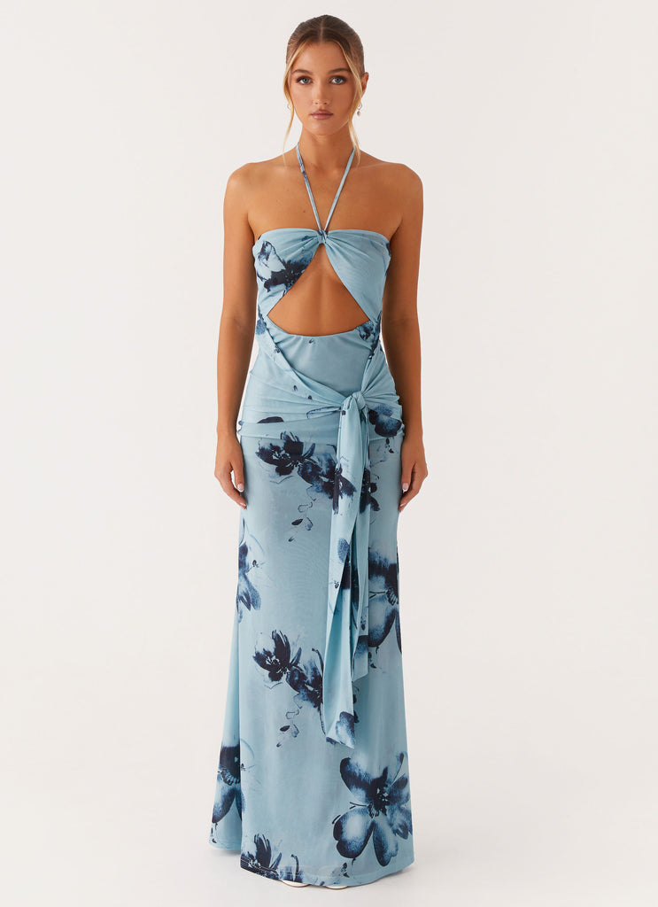 Antonia Maxi Dress - Black Blue Floral