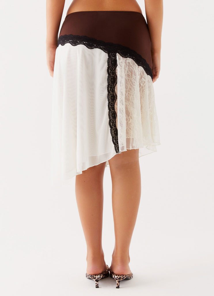 Womens Apology Midi Skirt in the colour Multi in front of a light grey background