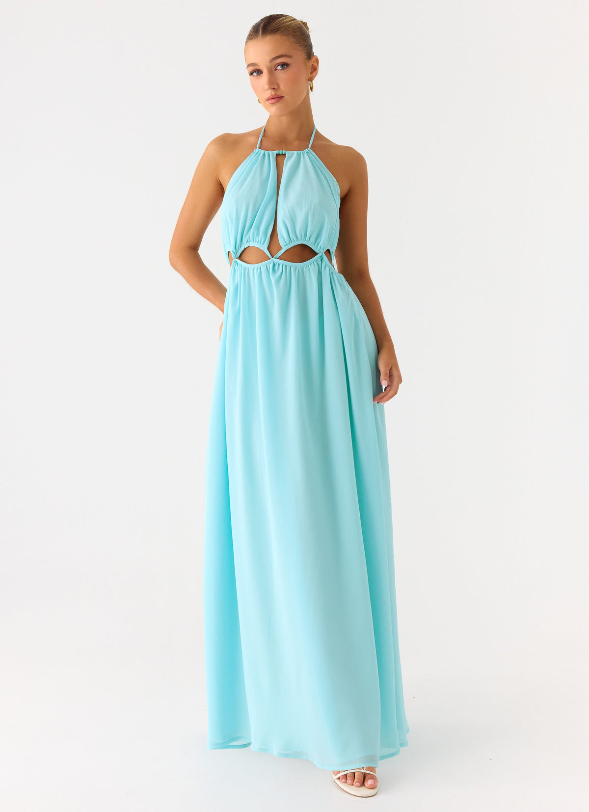 Ardenzelle Chiffon Halter Neck Maxi Dress