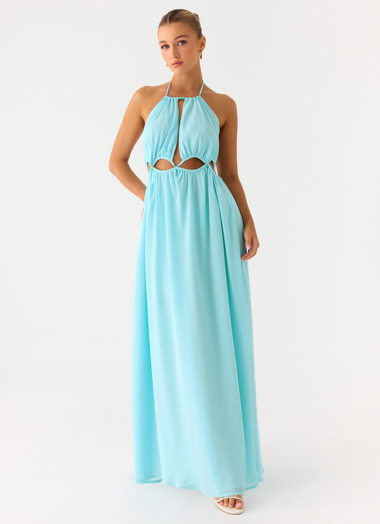 Ardenzelle Chiffon Halter Neck Maxi Dress - Turquoise Turquiose / US 10 Ardenzelle Chiffon Halter Neck Maxi Dress - Turquoise Turquiose / US 10