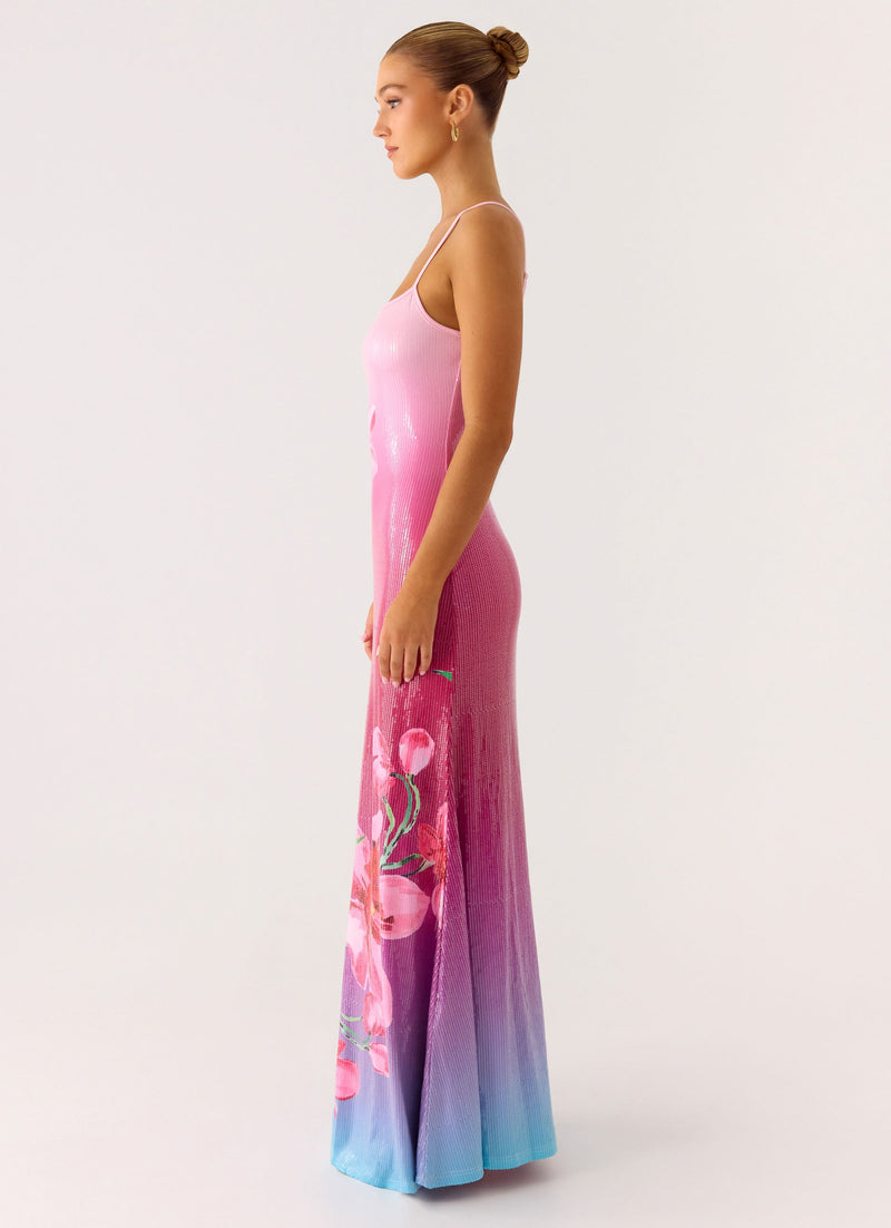 Ariaz Sequin Maxi Dress - Ombre Reef