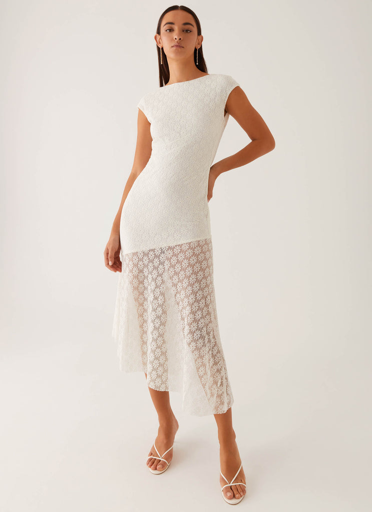 Arielle Open Back Midi Dress - White Peppermayo US Arielle Open Back Midi Dress - White Peppermayo US