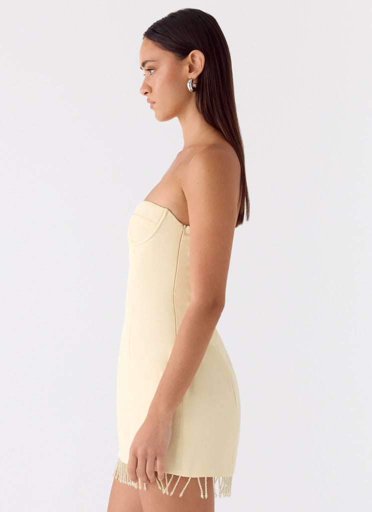 yellow bodycon strapless dress Strapless Ruched Bodycon Dress in Yellow
