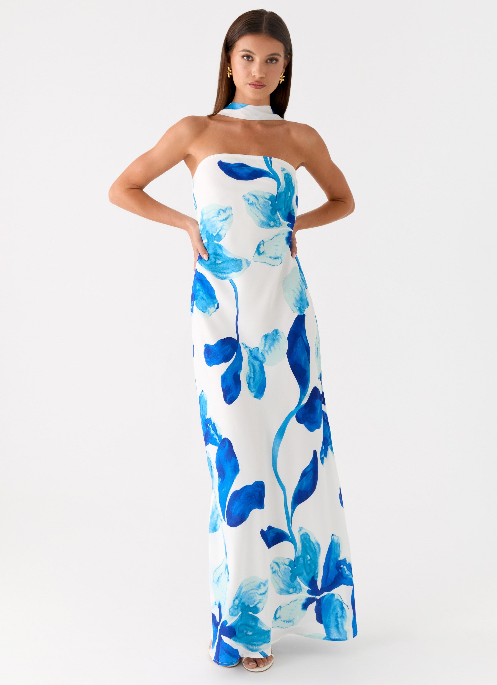 Ashelle Chiffon Maxi Dress - Cerulean Bloom Peppermayo US Ashelle Chiffon Maxi Dress - Cerulean Bloom Peppermayo US