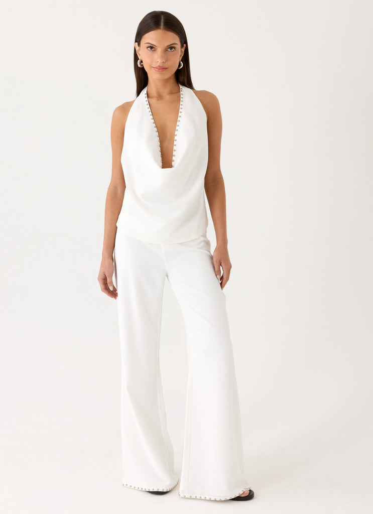 Ashika Studded Pants - White