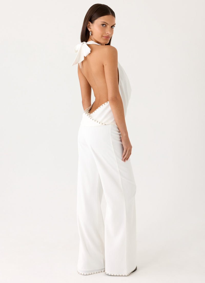 Ashika Studded Pants - White