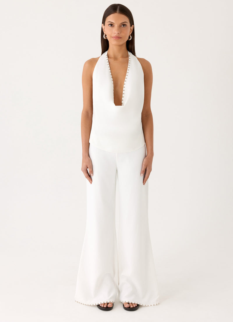 Ashika Studded Top - White