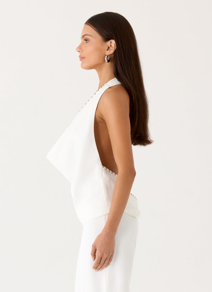 Ashika Studded Top - White