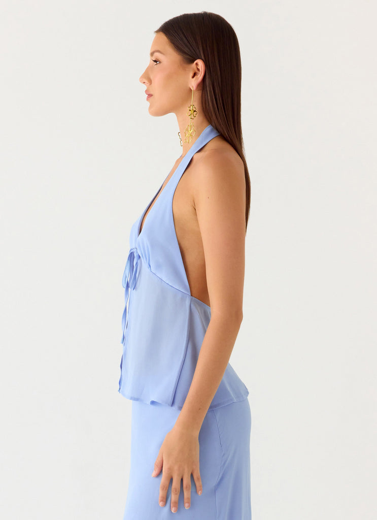 Ashlea Tie Front Top - Periwinkle