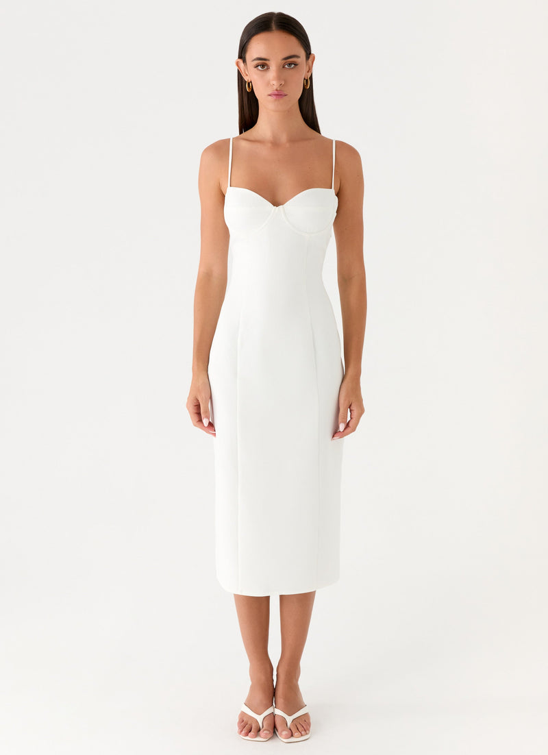 peppermayo midi dress Margaux Knit by perfect for golden skies and balmy nights that linger Lace Midi Dresses - Peppermayo