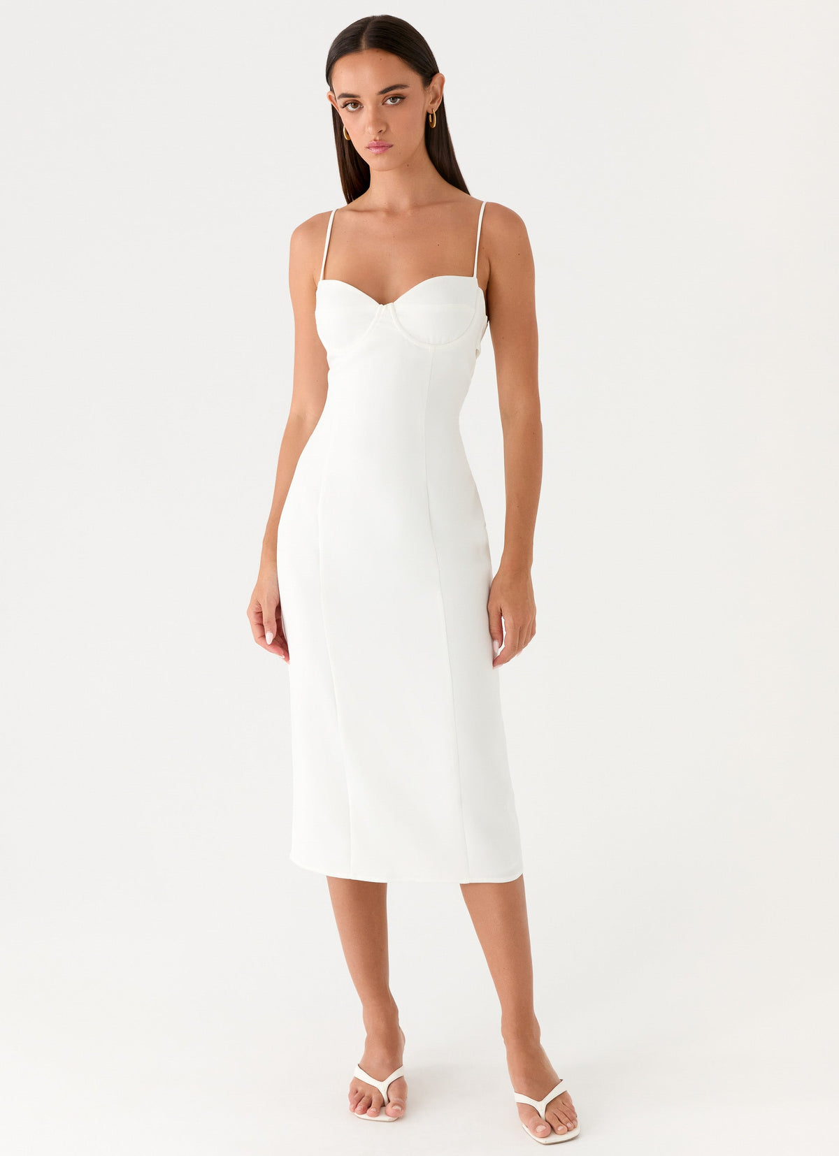 white bustier midi dress Chiara Bustier-Style S Chiara White Bustier-Style Midi Dress