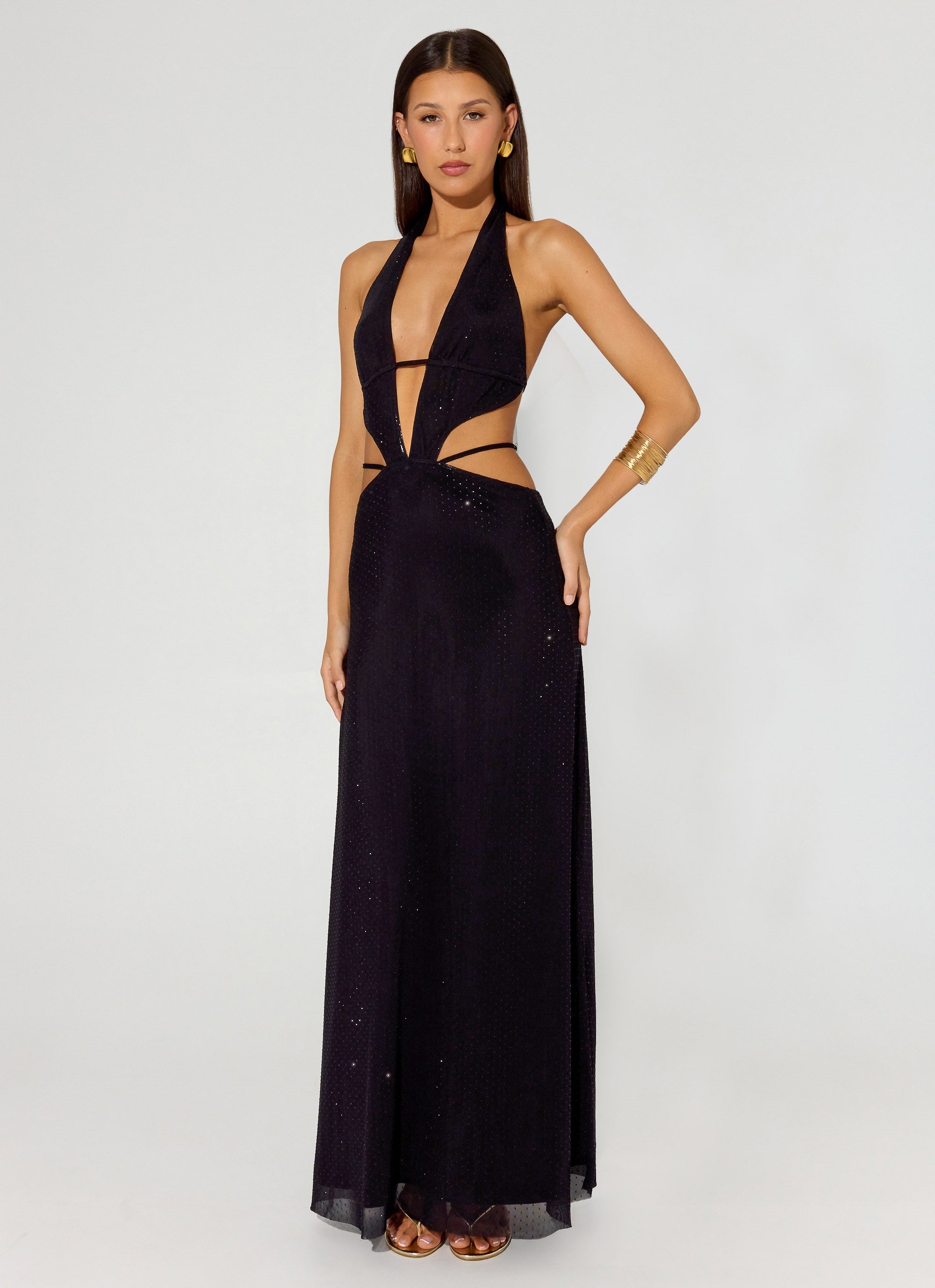 Astraeus Beaded Sequin Maxi Dress - Black Peppermayo US Astraeus Beaded Sequin Maxi Dress - Black Peppermayo US