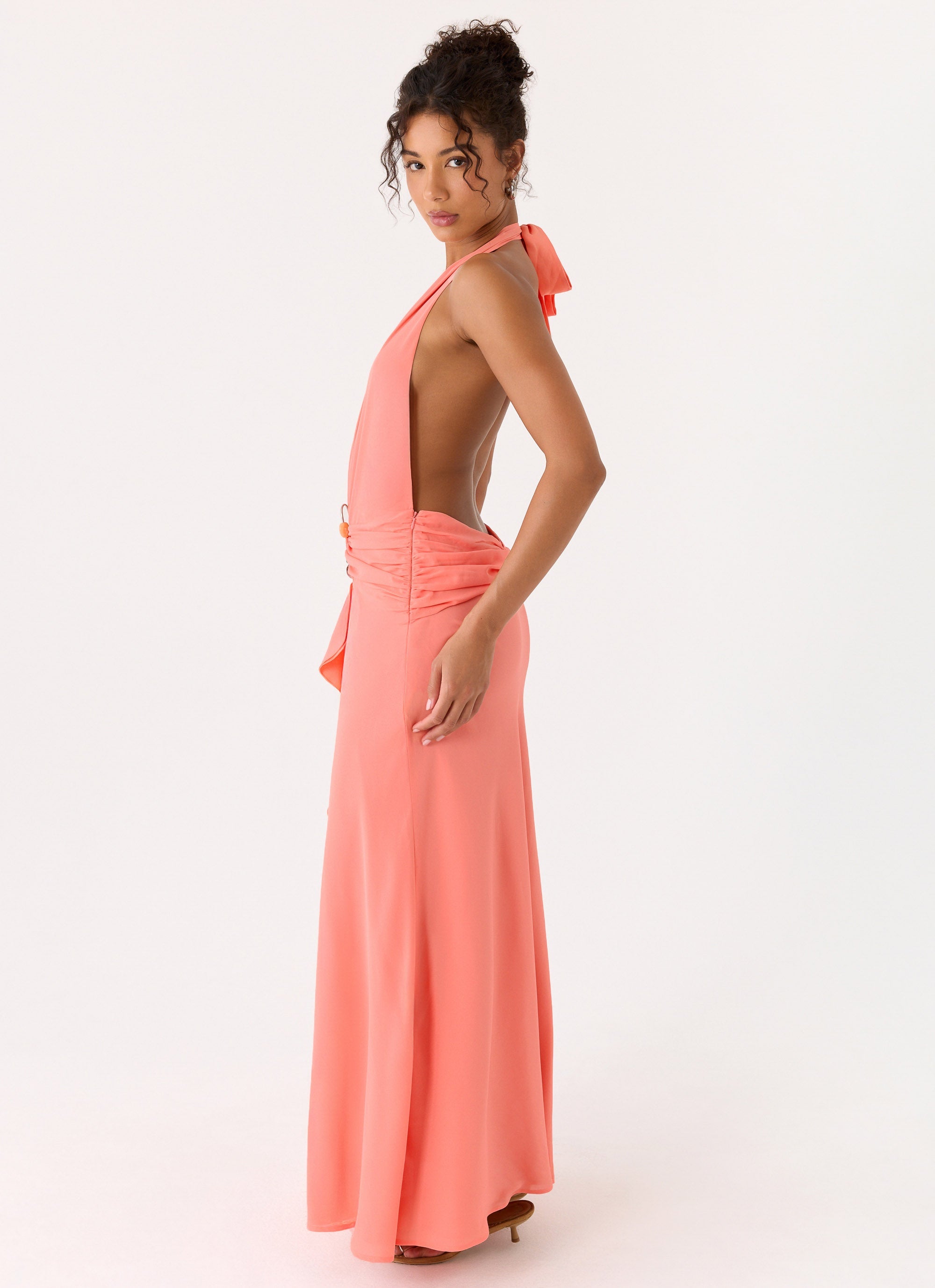 Attina Halter Maxi Dress - Coral Peppermayo US Attina Halter Maxi Dress - Coral Peppermayo US