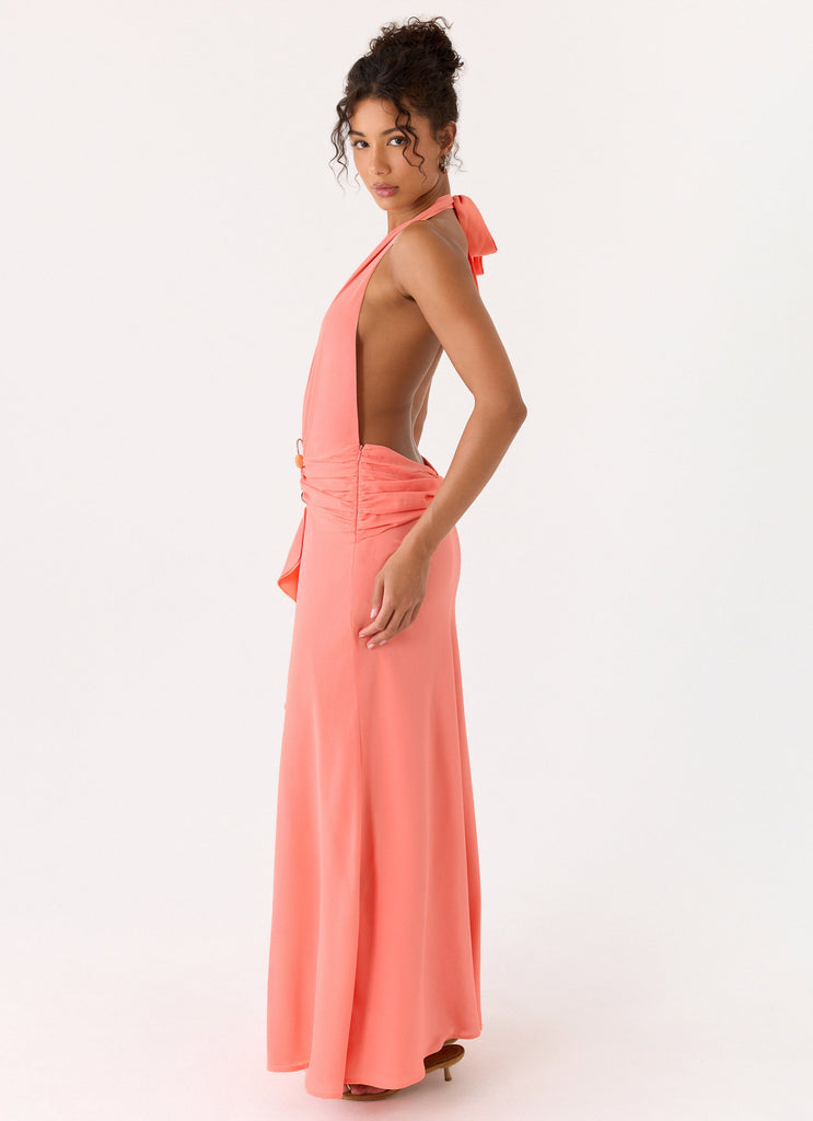 Attina Halter Maxi Dress - Coral Peppermayo US Attina Halter Maxi Dress - Coral Peppermayo US