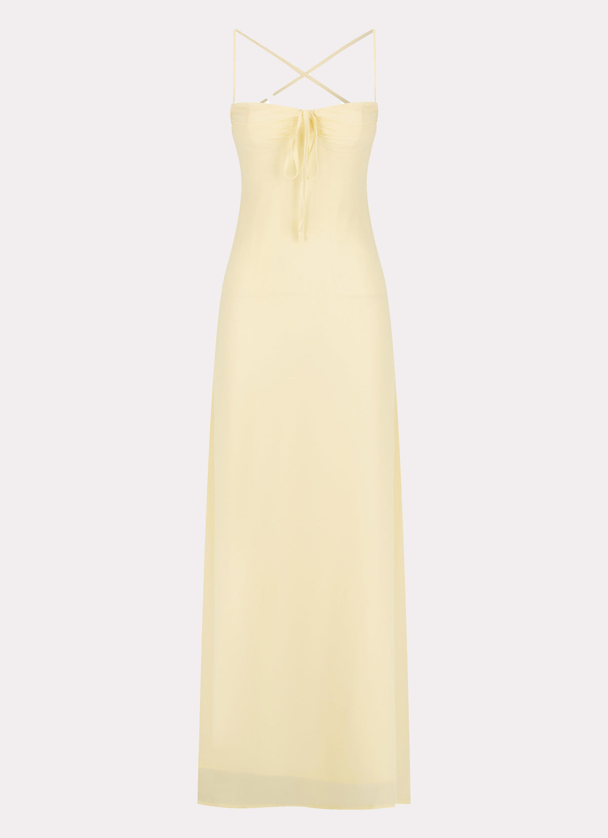 Womens Aveline Bustier Maxi Dress in the colour Yellow in front of a light grey background