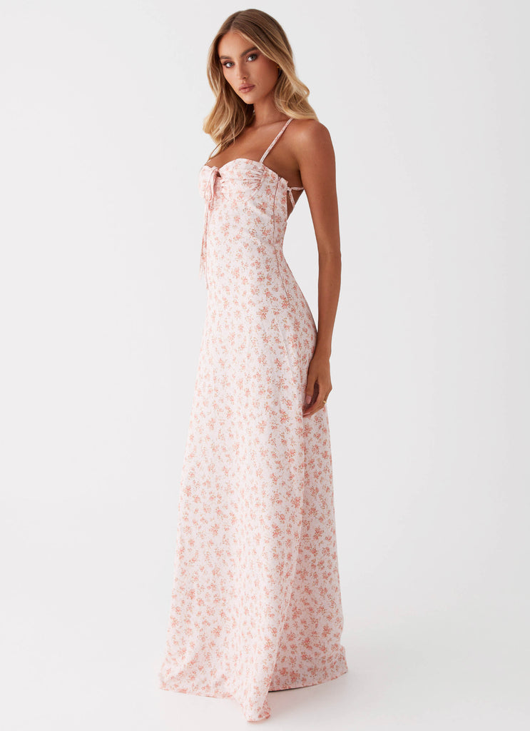 Aveline Bustier Maxi Dress - Pink Ditsy Floral Peppermayo US Aveline Bustier Maxi Dress - Pink Ditsy Floral Peppermayo US
