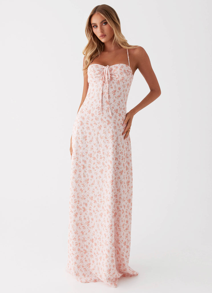 Aveline Bustier Maxi Dress - Pink Ditsy Floral Peppermayo US Aveline Bustier Maxi Dress - Pink Ditsy Floral Peppermayo US