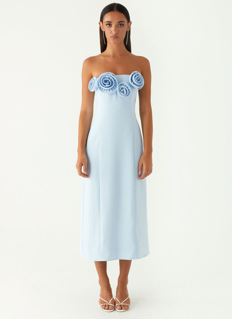 Patsie Strapless Midi Dress - Blue