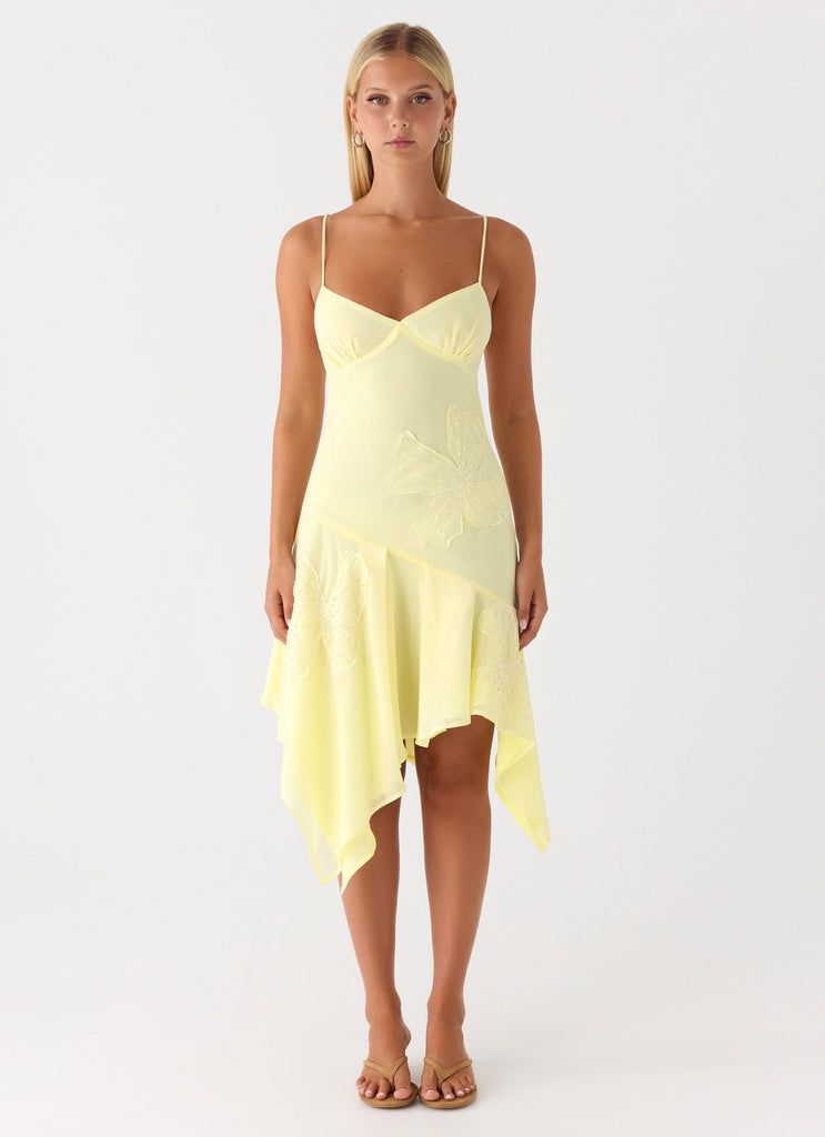 Aysha Beaded Flower Midi Dress - Yellow Yellow / US 10 Aysha Beaded Flower Midi Dress - Yellow Yellow / US 10