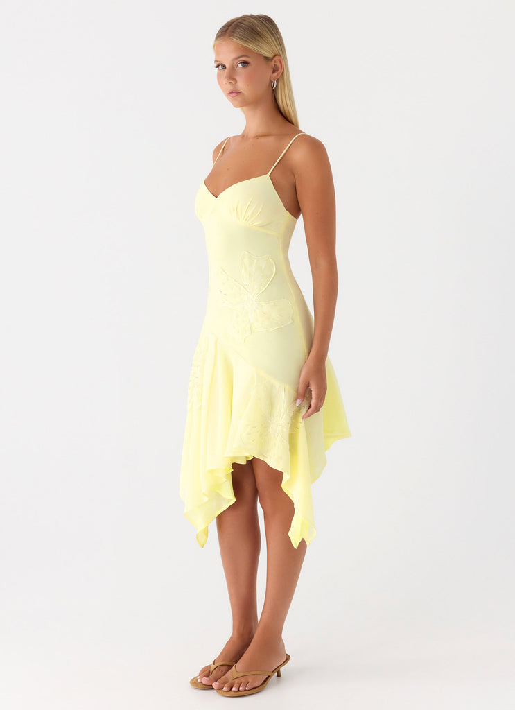 Aysha Beaded Flower Midi Dress - Yellow Yellow / US 10