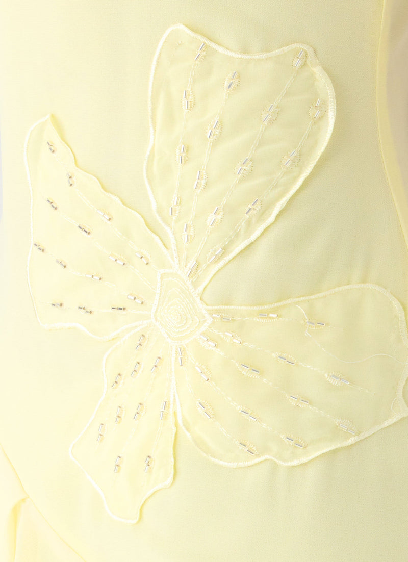 Aysha Beaded Flower Midi Dress - Yellow