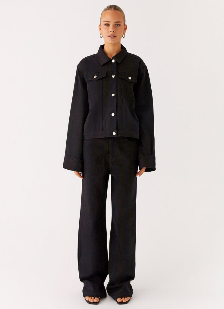 ジャケット PATOU FW22 DENIM SHAPED JACKET (OU0010081 091 999B BLACK) Patou – JP logo embroidered organic black denim jacket – Renaisa