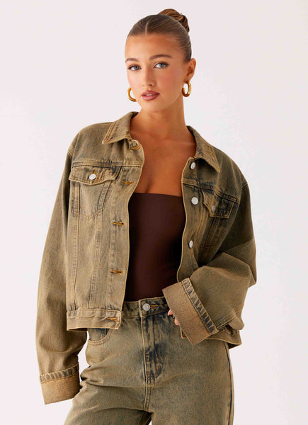 Back Again Oversized Denim Jacket - Brown Sand Wash – Peppermayo US