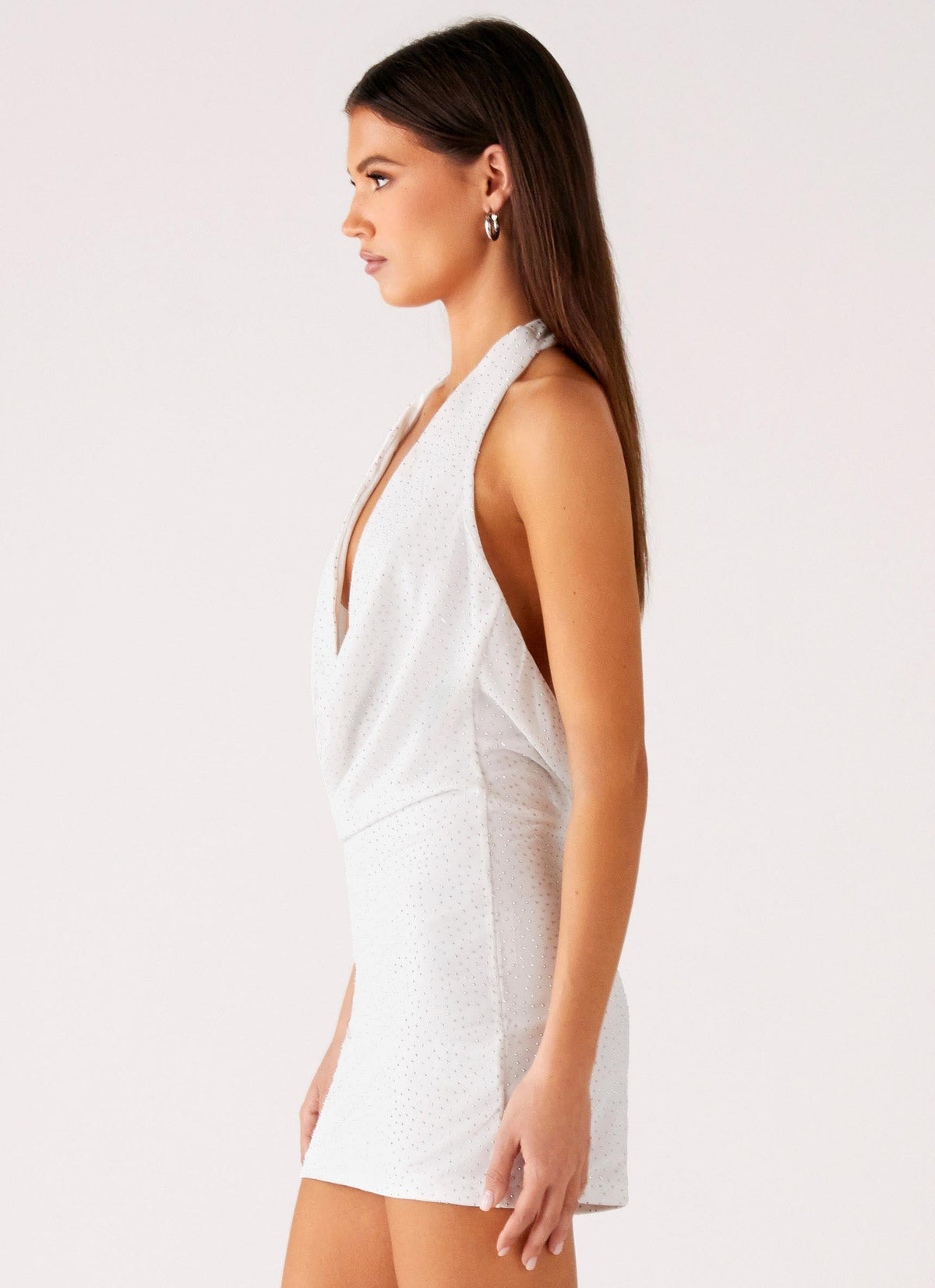 Back Cut Out Beaded Sequins Mini Dress