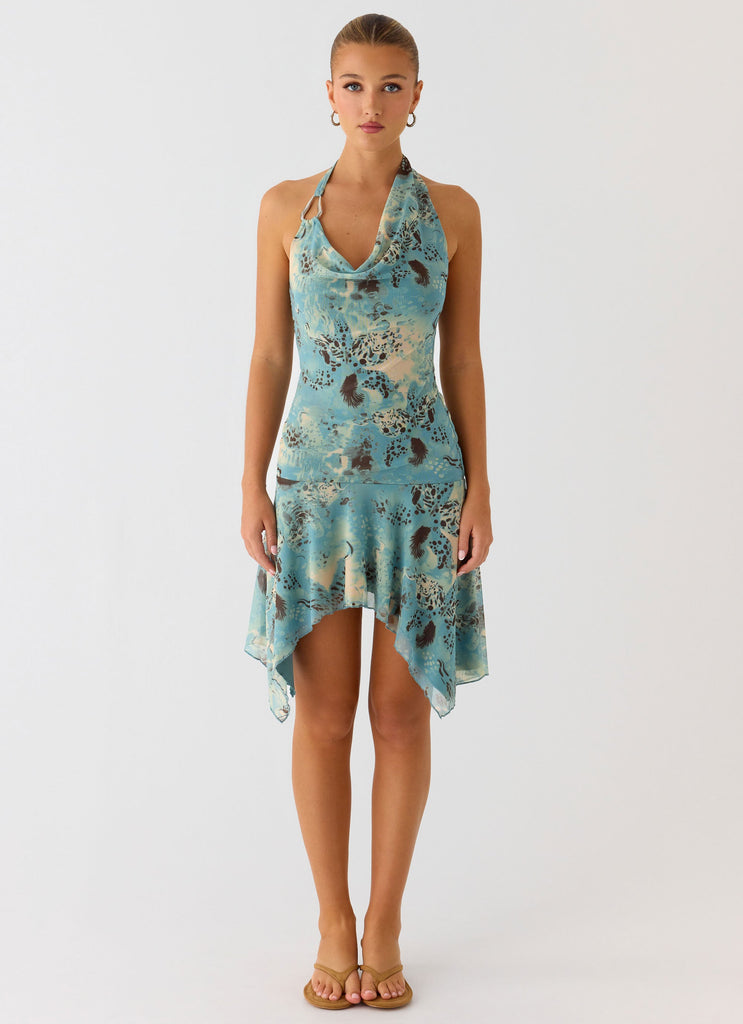 Bad Alive Halter Hanky Mini Dress - Aqua Blur Aqua Blur / US 2 Bad Alive Halter Hanky Mini Dress - Aqua Blur Aqua Blur / US 2