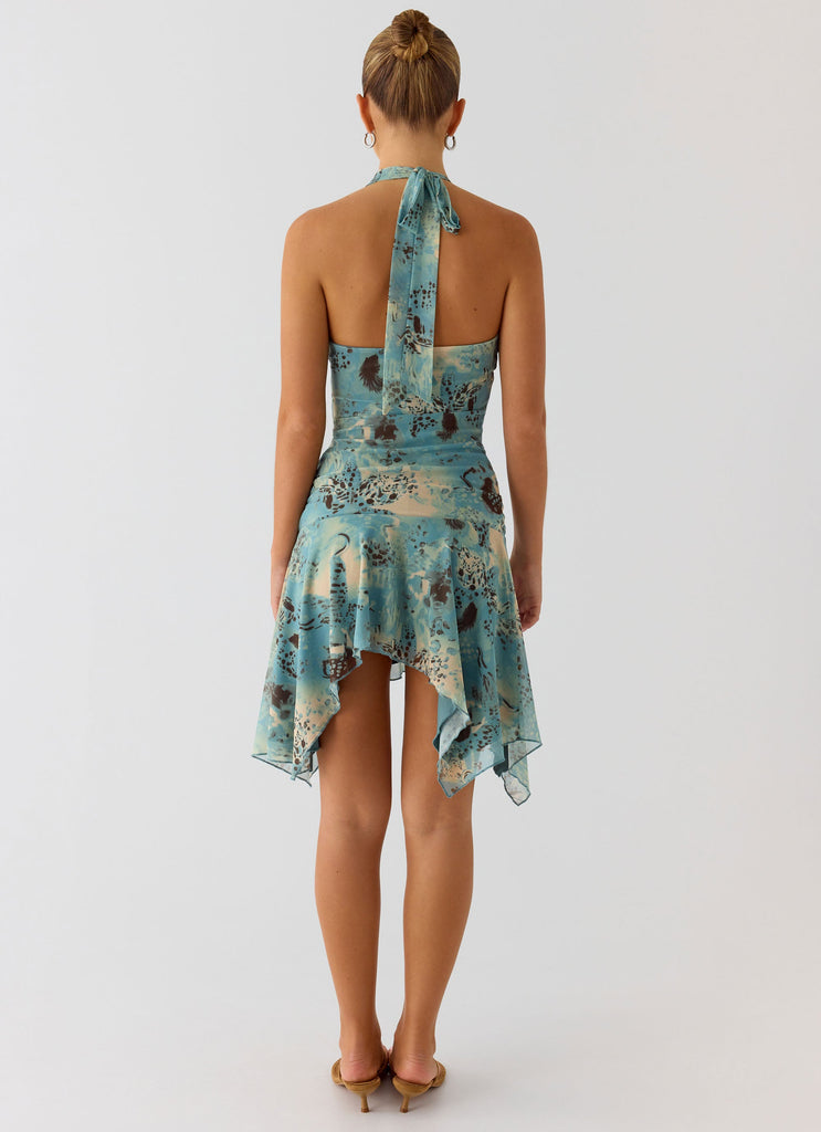 Bad Alive Halter Hanky Mini Dress - Aqua Blur Aqua Blur / US 2 Bad Alive Halter Hanky Mini Dress - Aqua Blur Aqua Blur / US 2