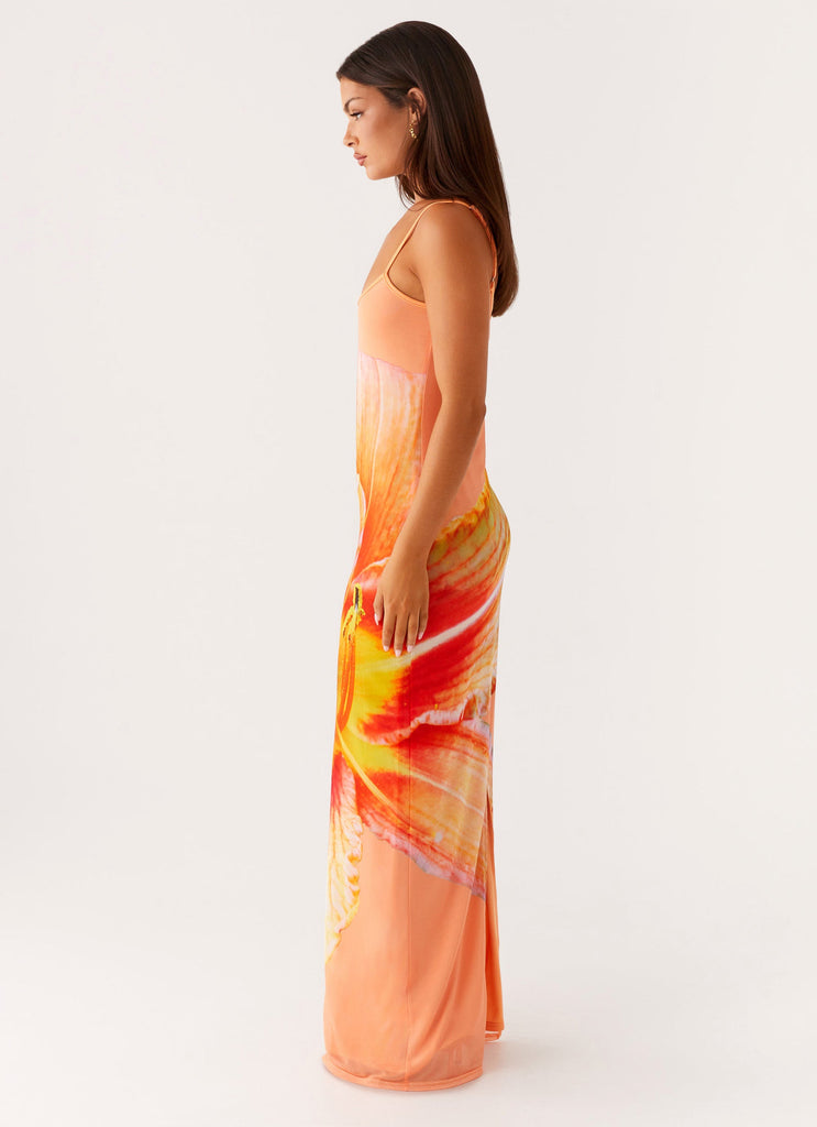 orange tie dye maxi dress Bad News Mesh Maxi Dress
