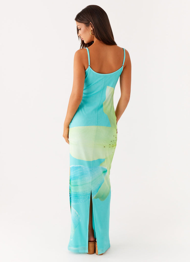 Bad News Mesh Maxi Dress - Turquoise Floral Peppermayo US Bad News Mesh Maxi Dress - Turquoise Floral Peppermayo US