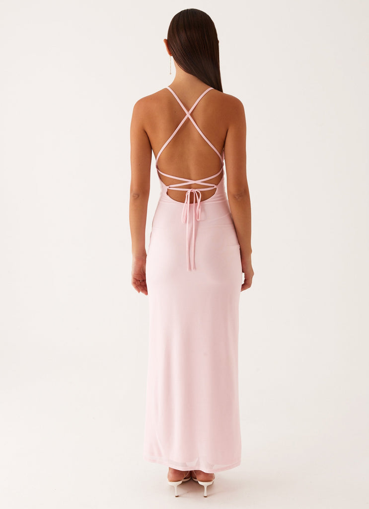 Beki Beaded Mesh Maxi Dress - Pink Peppermayo US Beki Beaded Mesh Maxi Dress - Pink Peppermayo US
