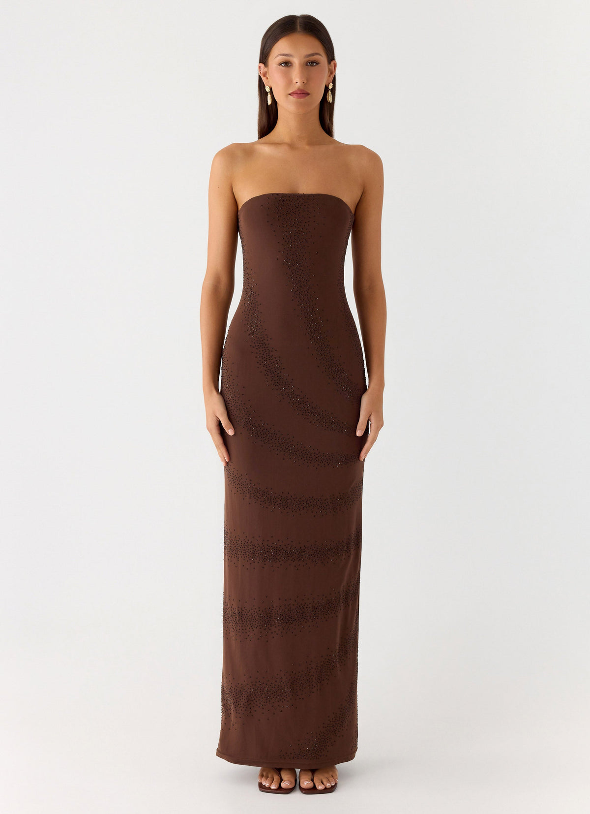 Belisse Beaded Mesh Maxi Dress