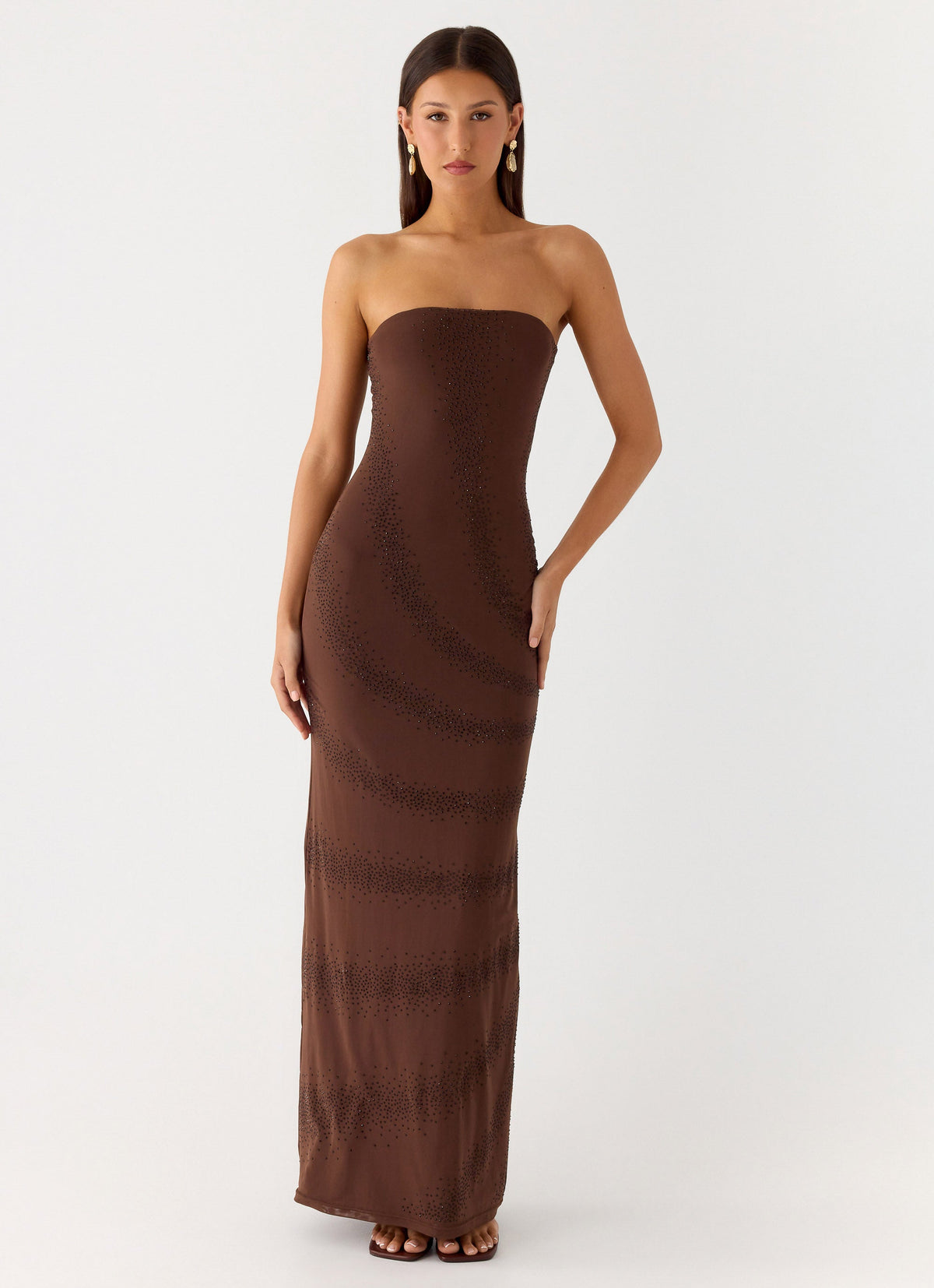 Belisse Beaded Mesh Maxi Dress