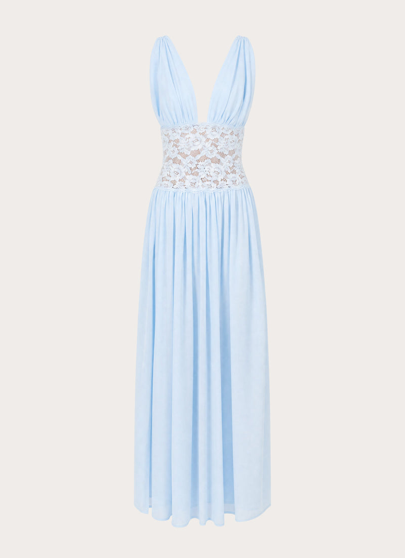 Berdine Lace Maxi Dress - Blue