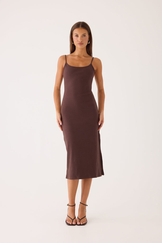 Between Tasks Midi Dress - Chocolate Fudge